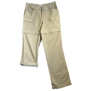The North Face Pant Women 6 Khaki Tan Nylon Zip Off Cargo Utility Hiking Outdoor